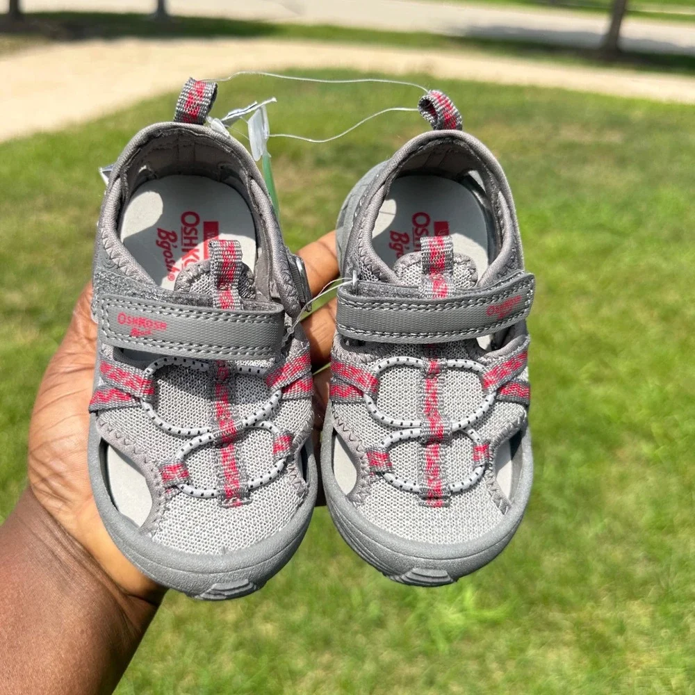OshKosh B'Gosh Abe Play Sandals Toddler‎ Size 7 Grey Red